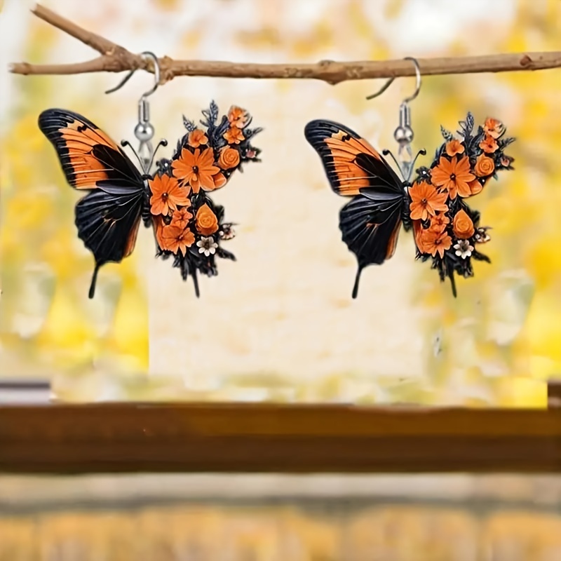 

Elegant Sunflower & Butterfly Acrylic Dangle Earrings - Lightweight, Fashion Jewelry For Women | Perfect Gift For Holidays, Birthdays, And , Novelty Earrings