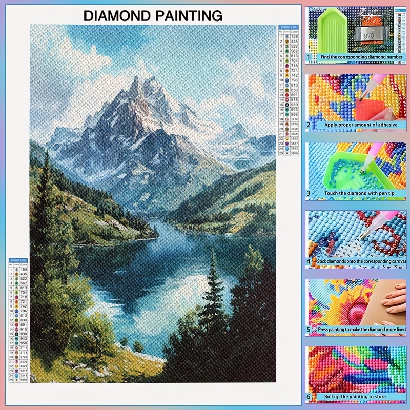 

5d Diamond Painting Kit For Adults, Landscape Theme With Round Diamonds, Full Drill Canvas Art Set, Diy Craft Mosaic Home Wall Decor, Beginner Friendly, Gift - River , 11.8" X 15.8" Pack Of 1