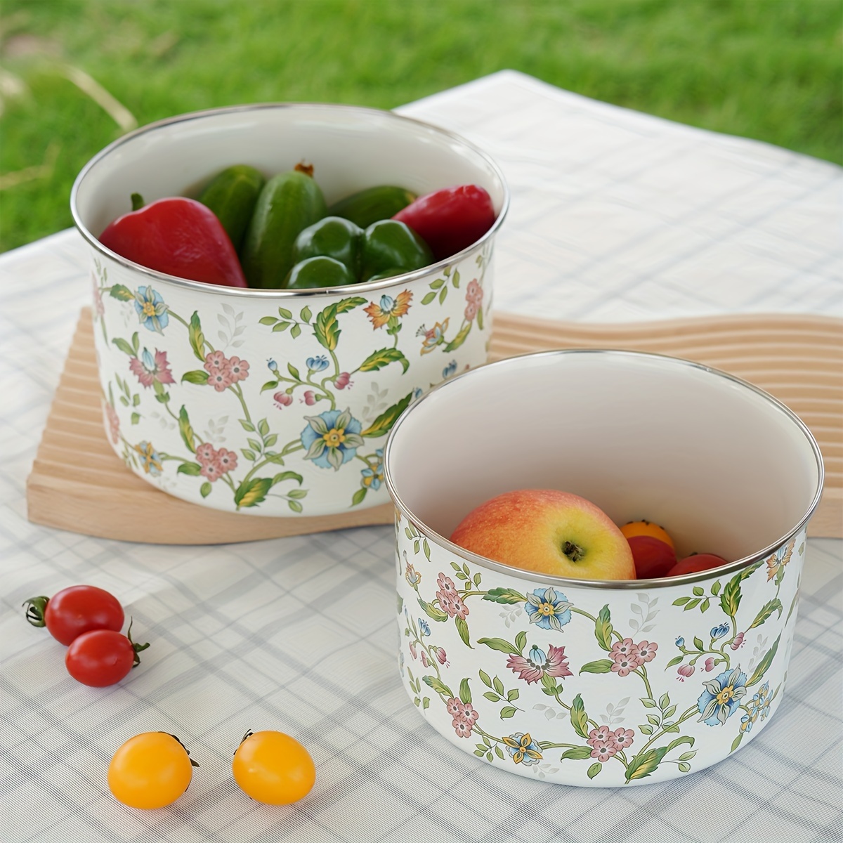 

[ ] 5pcs Enamel Bowl Set - , Sealable & - For Salads, Fruits, Soups & - Kitchenware, , - , For Picnics &