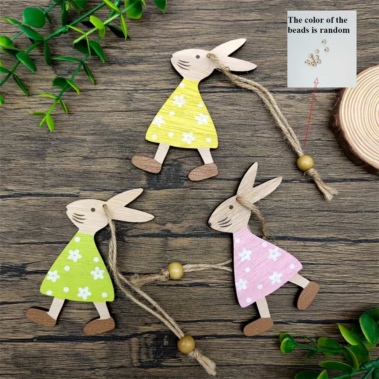 16 PCS DÉCOUPES De Pâques Bois De Lapin Non Fini Pendentif En Bois De