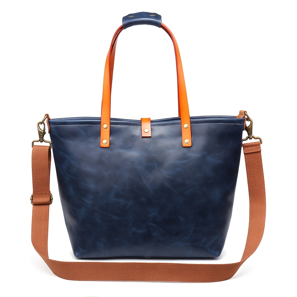 ビジネス マグネット トートバッグ メンズ　ショルダーバッグ 大容量 通勤 牛床革 ハンド  斜めがけ ネイビー色 06 商品詳細 2