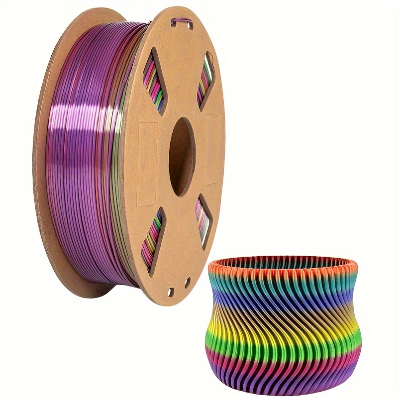 

Silk Rainbow Pla Printing Filament 1.75mm, 3d Printer Filament, Color Changing Filament 1kg (2.2lbs) 1 Spool, +/- 0.02m