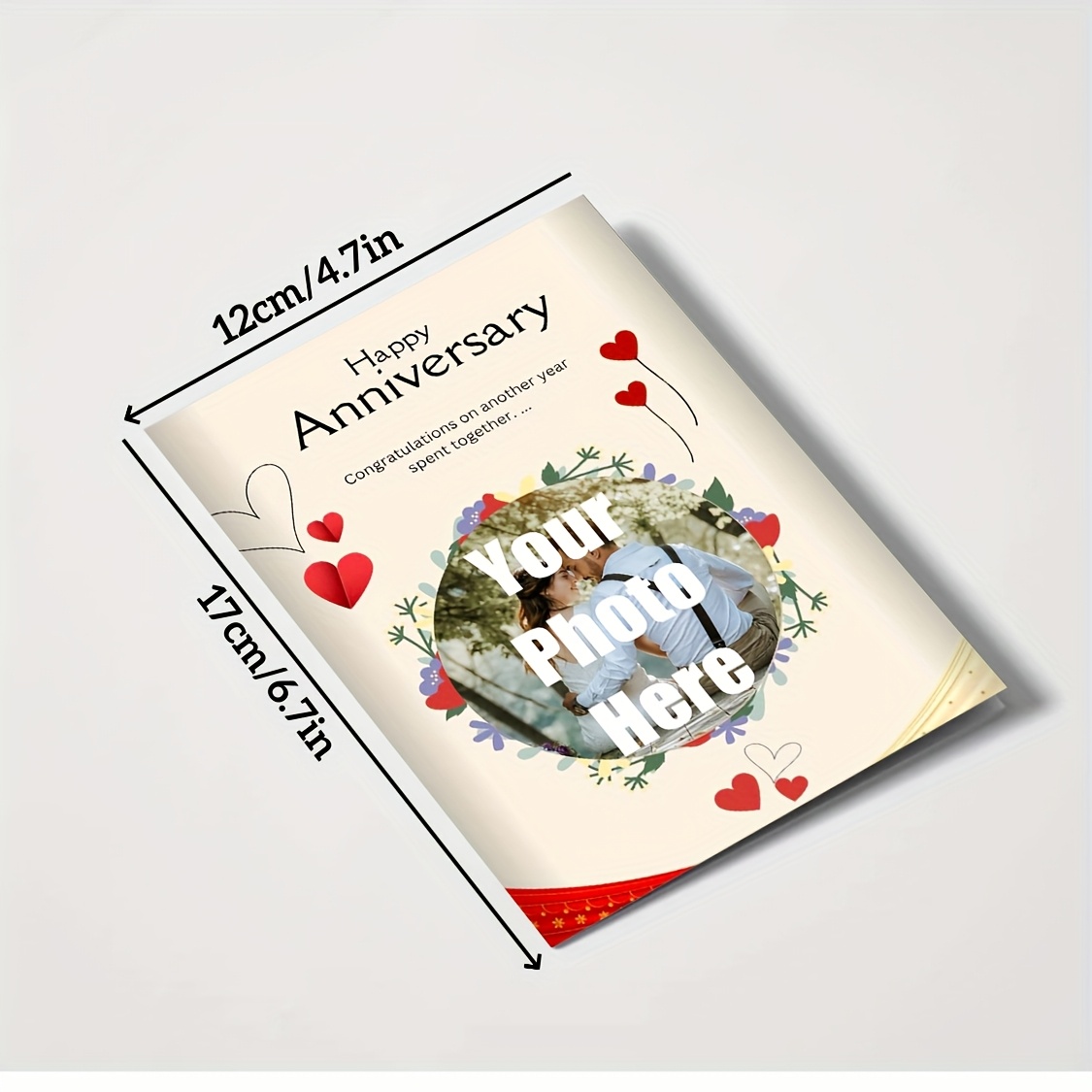 TEMU 1pc, Customized Anniversary Card - Personalized Photo Greeting Card, Tailored Gift For Him/her