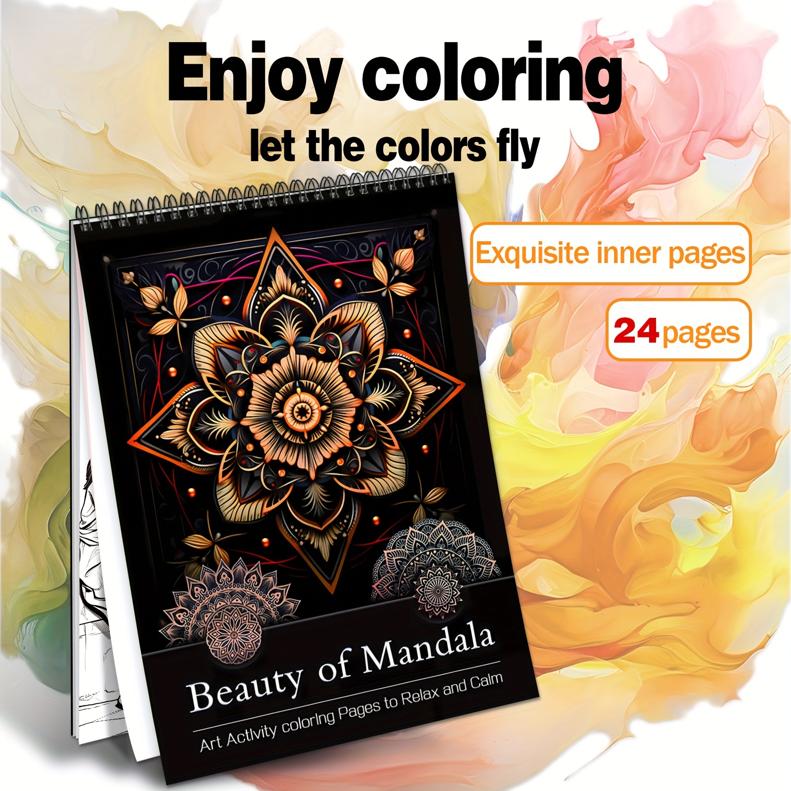 

1pc Irregular Mandala Theme Coloring Book, 24 Pages Upgraded A4 Paper, 11.22 X 8.26 Inches, Single-sided Coloring, Yo Spiral Ring, Perfect Gift For Christmas And Other Holiday Parties