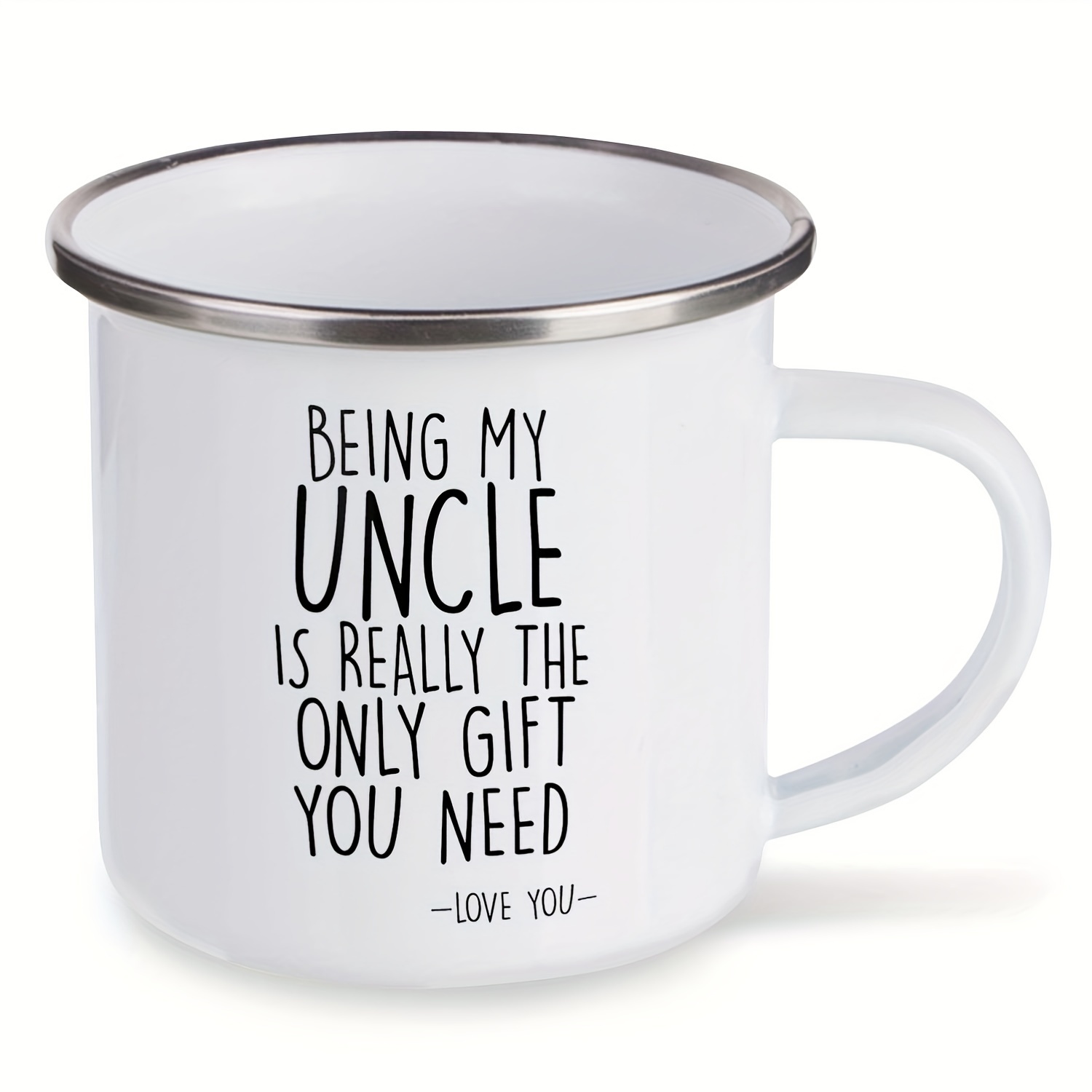 

1pc Enamel Coffee Mug For Uncle, 12oz Hand-wash Only Reusable Multipurpose Cup With 'being Is The Only Need -love You-' Message, Recyclable Material