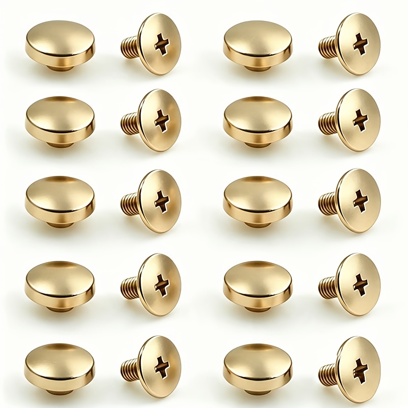 TEMU 10 Sets/black Golden Silvery Chicago Leather Studs And Rivets, 20pcs (10pcs And 10pcs Screws) For Handmade Leather Rivet Kit, 10mm Size Leather