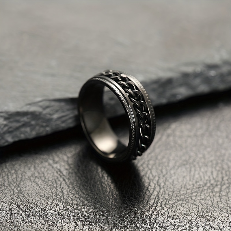 1pc personality style 201 stainless steel rotatable link chain ring 201 titanium 201 stainless steel unisex gift for couples   jewelry suitable for   men and women Product details 2