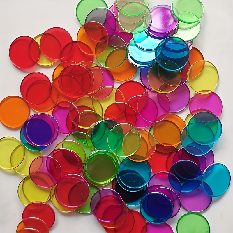TEMU Ensemble de disques colorés transparents en plastique, pièces rondes multicolores - Décorations semi-transparentes à soi- pour le , idéal pour