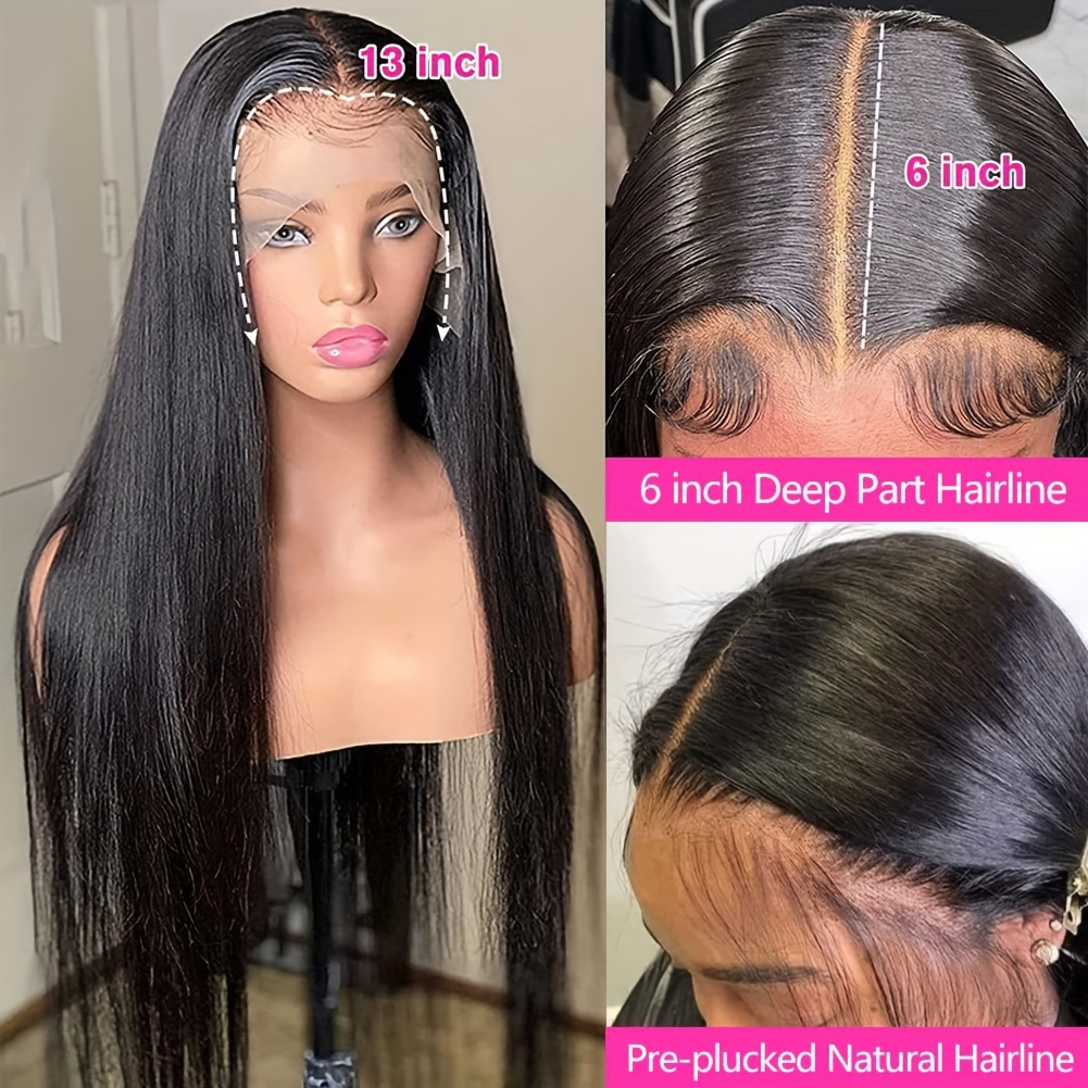 Straight 13x6 Hd Transparent Lace Front Wigs Women Bone Temu