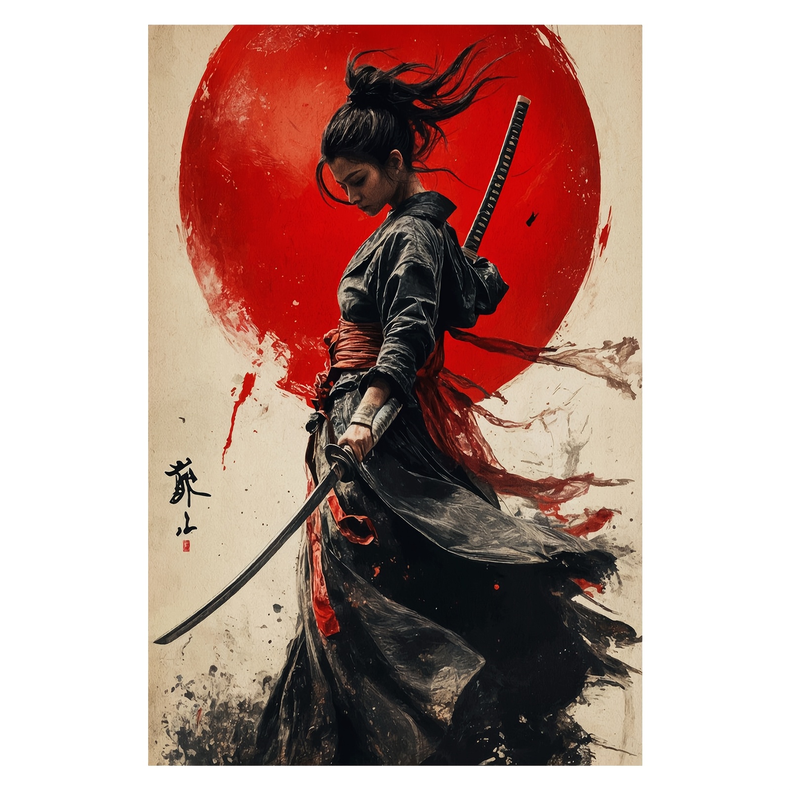 TEMU 1pc Woman With Canvas Art Print, Frameless 12x18inch Poster, Traditional Japanese Wall Decor For Bars, Clubs, Cafes, Restaurants,halloween