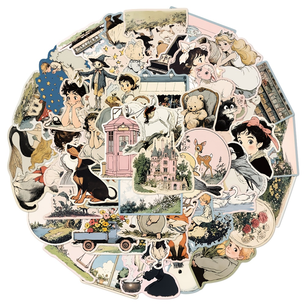 Image of 50/100 Sheets Of Cartoon World Stickers For Scrapbooking, Notebook, Phone Case, Guitar, Skateboard, Refrigerator Decoration