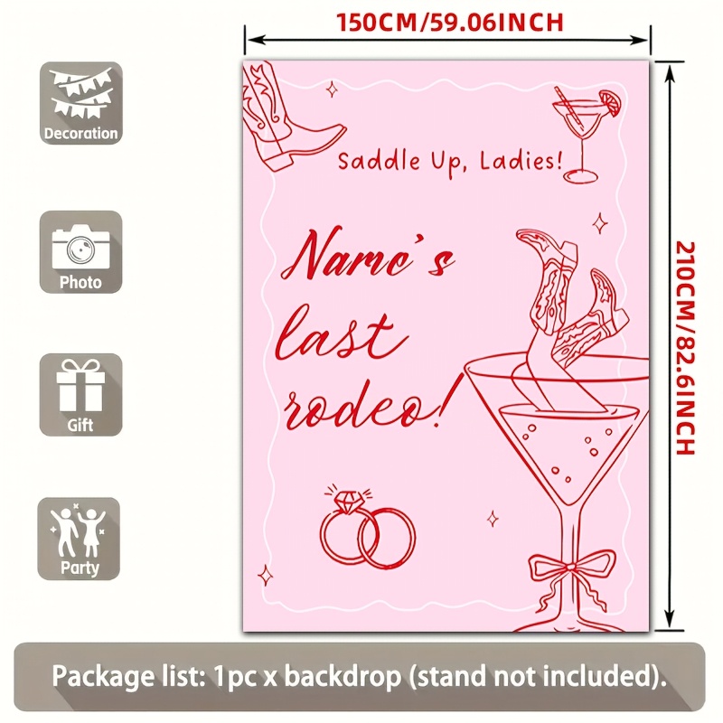TEMU 2d Flat, 2d Flat - 2d Flat, 2d Flat - A Flat 2d Banner Featuring A Personalized Name And Red Cowboy Boots, Ideal For Bachelorette For Party