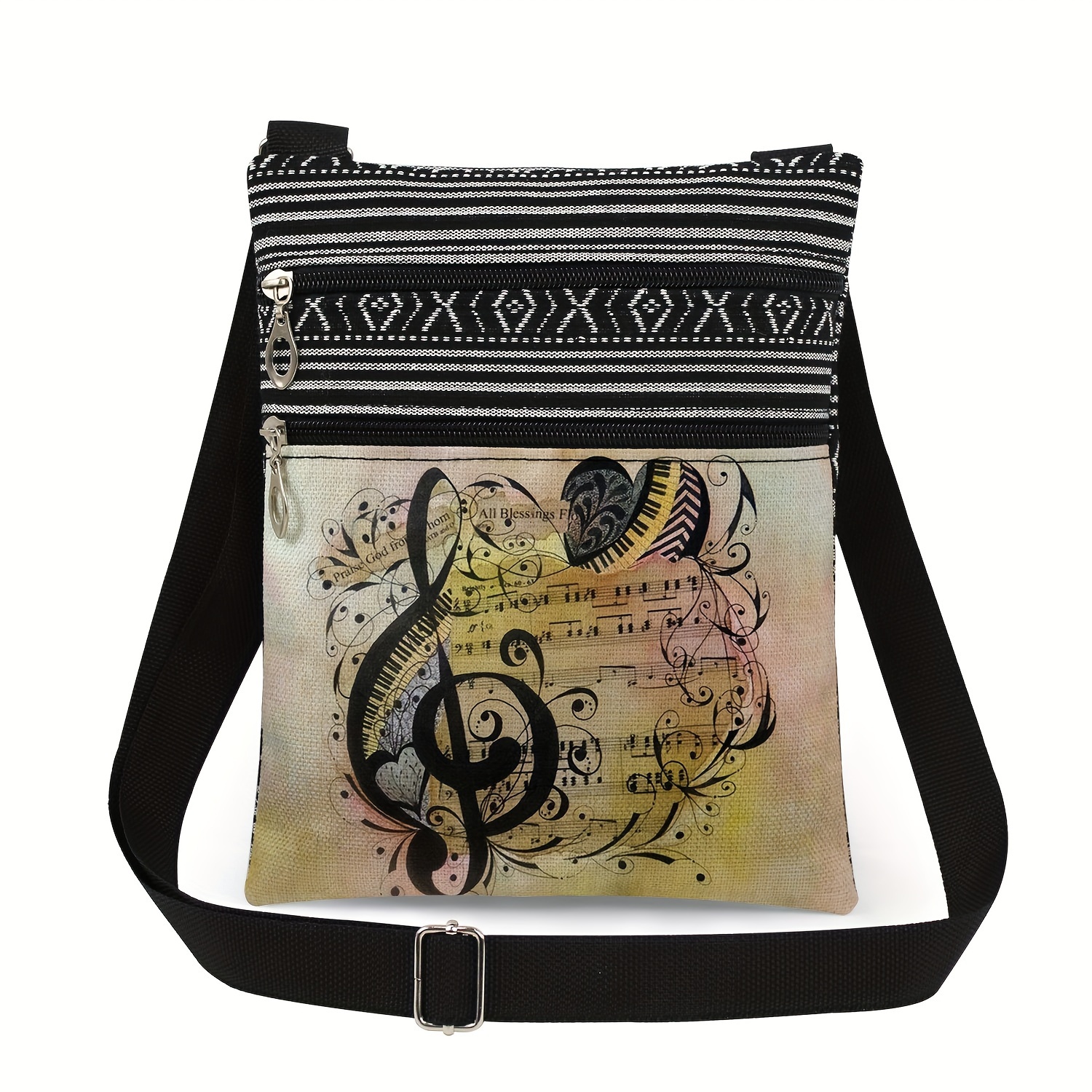 Piano Print Messenger Bag