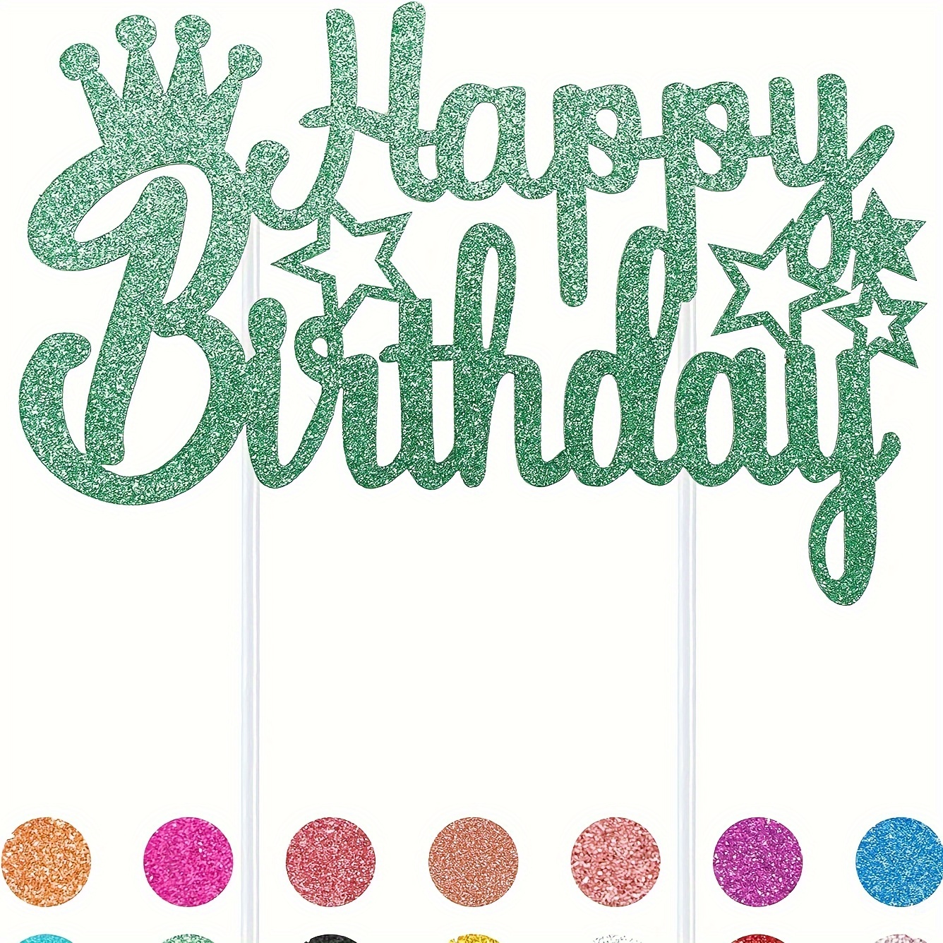 1pc Green Glitter Birthday Cake Topper Crown - 10 To 60 | Shimmering Age Number Decor For Men And Women's Birthday Parties (non-electric)