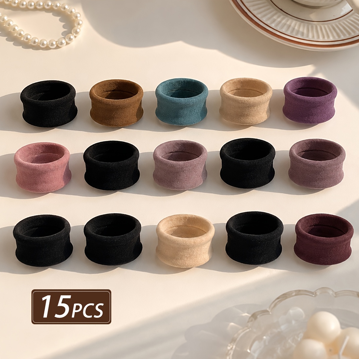 TEMU 15pcs Soft Hair Ties, High Elasticity Non-damaging Hair Bands, Trendy Minimalist Aesthetic, Women's Hair Additions, Suitable For Daily Casual