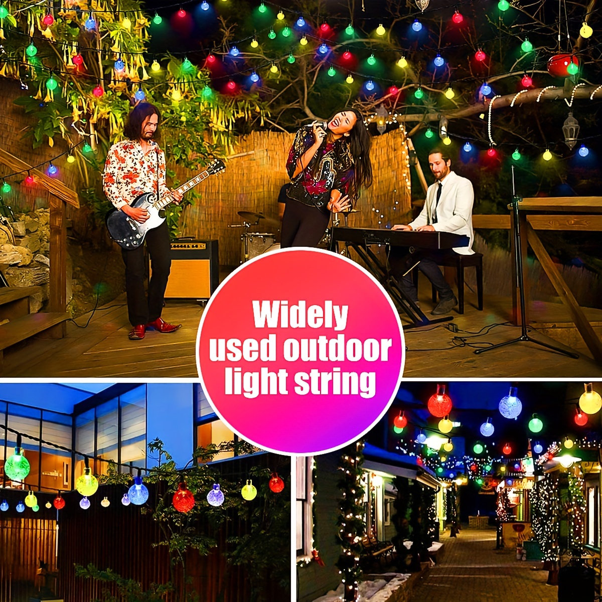 solar powered crystal string lights 20 50 100 led 16 4 22 9 39 3ft outdoor decor for halloween christmas thanksgiving holiday wedding garden patio parties ip44 home decoration outdoor lighting outdoor pendant lights details 0