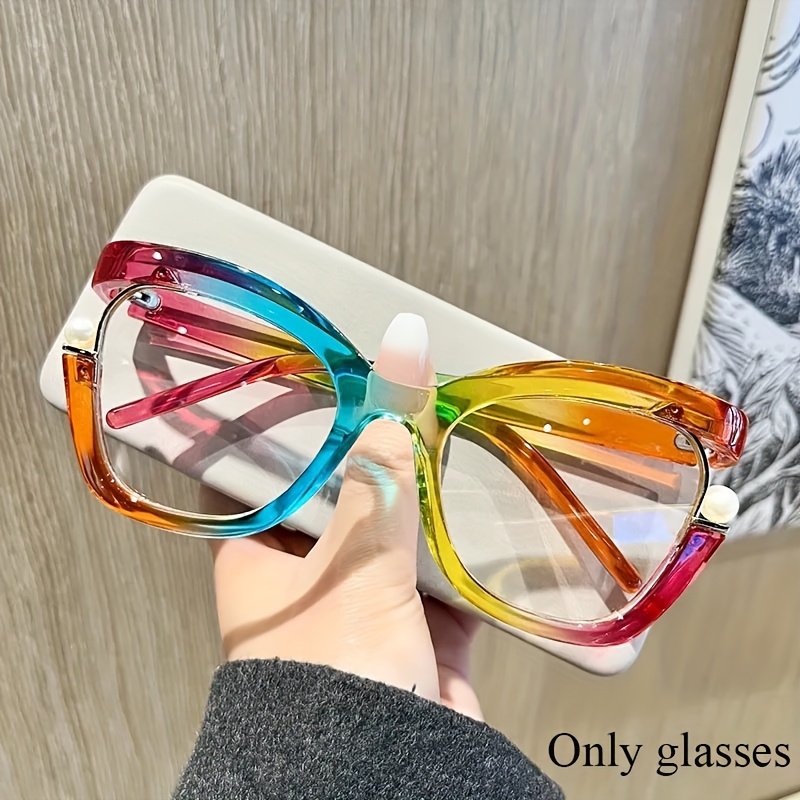 Image of Women's Y2k Jelly Glasses - Transparent Lens Cat-eye & Oval Full-rim Frame With Metal Hinges, Cute Jelly Color For Party, Club, Casual Attire - No Needed