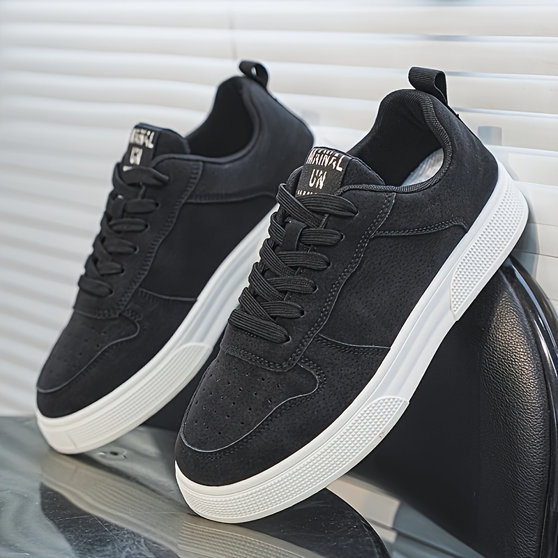 1 Pair MAINALUN Men's All-Season Casual Sports Sneakers, Solid Color Low Top Lace-Up Shoes with Faux Upper, Fabric Inner, PVC Sole, and Cloth Insole for Daily Wear and Training, Outdoor Travel, Movement Style, Leisure Style, Four Seasons, Spring/Summer, Autumn/Winter