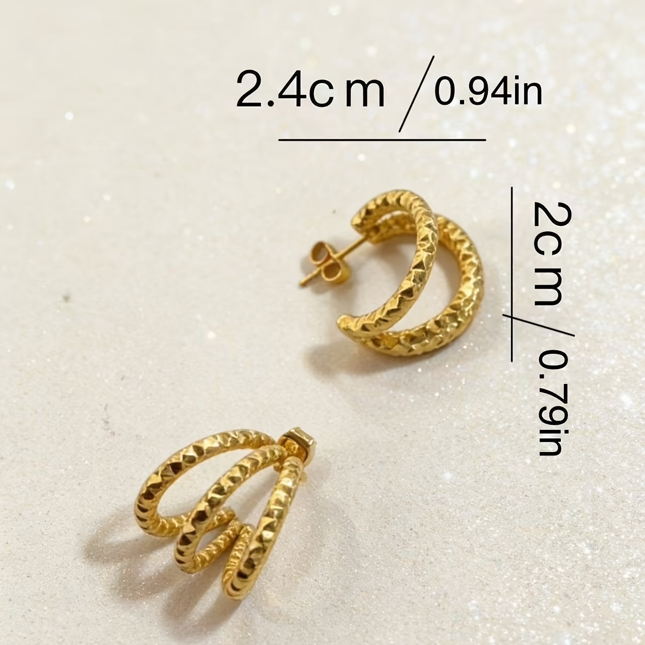 Women's Three-tiered Rhombus-patterned Metal Earrings