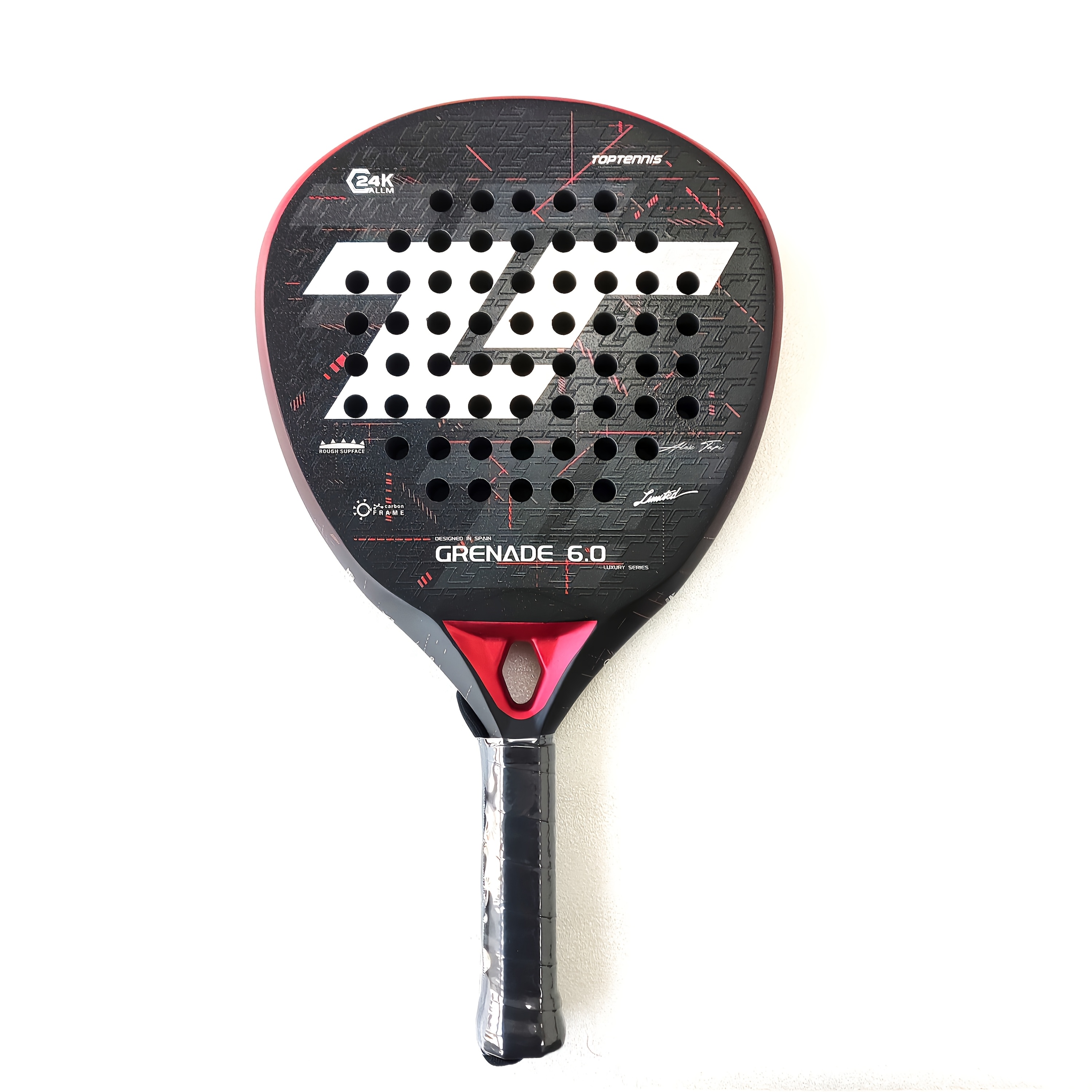 TEMU 24k Carbon Fiber Paddle/high-performance Diamond-head Padel/ Fiber Racket - 3d Textured Reflective Surface, Eva Foam Core (super Elastic),
