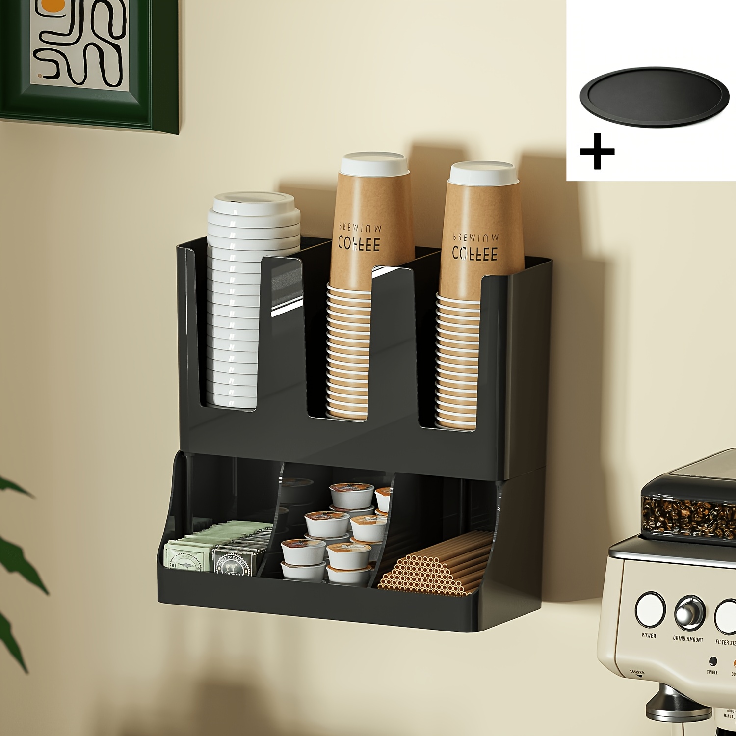 1pc Multi-functional Disposable Paper Cup Organizer & Storage Box - Durable Plastic Organizer Box With Multiple Compartments For Coffee Pods, Tea Bags, Straws, Etc., Suitable For Different