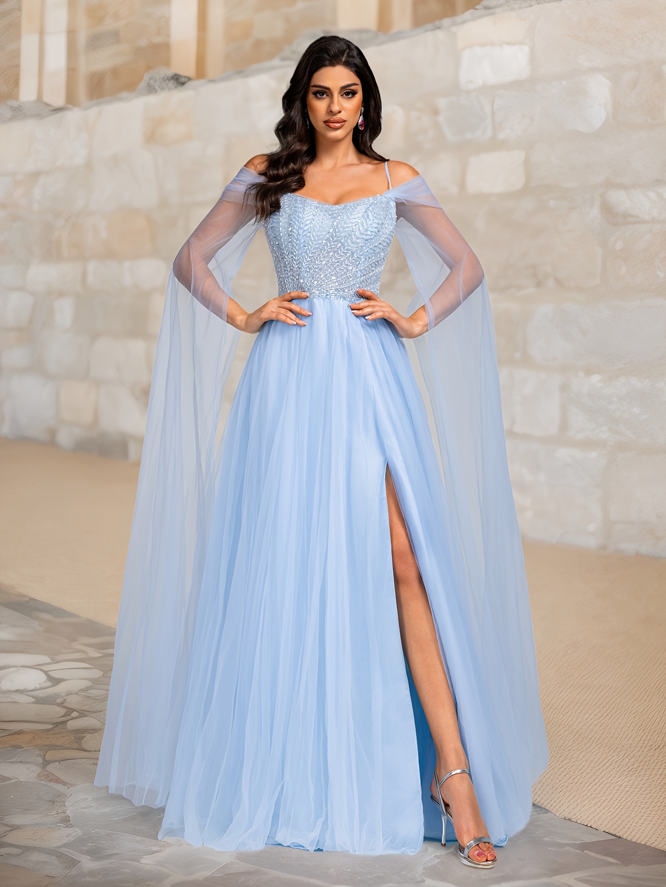 abito sera a paillettes e ricami donne Temu Italy