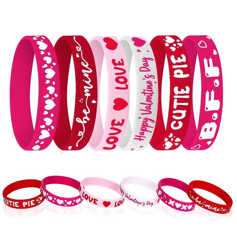 

6pcs Print Bracelet Set, Holiday Party Accessories, Valentine's Day Gift