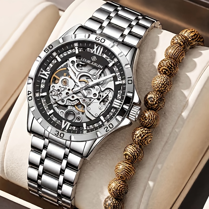 Men's Automatic Mechanical Skeleton Wristwatch, Stylish Design