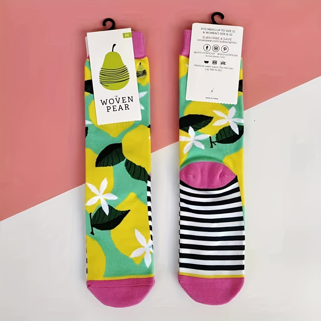 

Woven Pear Lemon Floral Couple's Knee-length Socks, Design, 100% Polyester, Knit Fabric, - Hand Wash Or Recommended