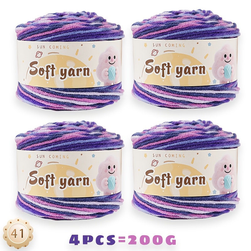 TEMU 200g/4pcs, Gradient Dyed Cake Yarn, Medium Thickness, Suitable For Handmade Crochet Scarves, Toys, And Clothing