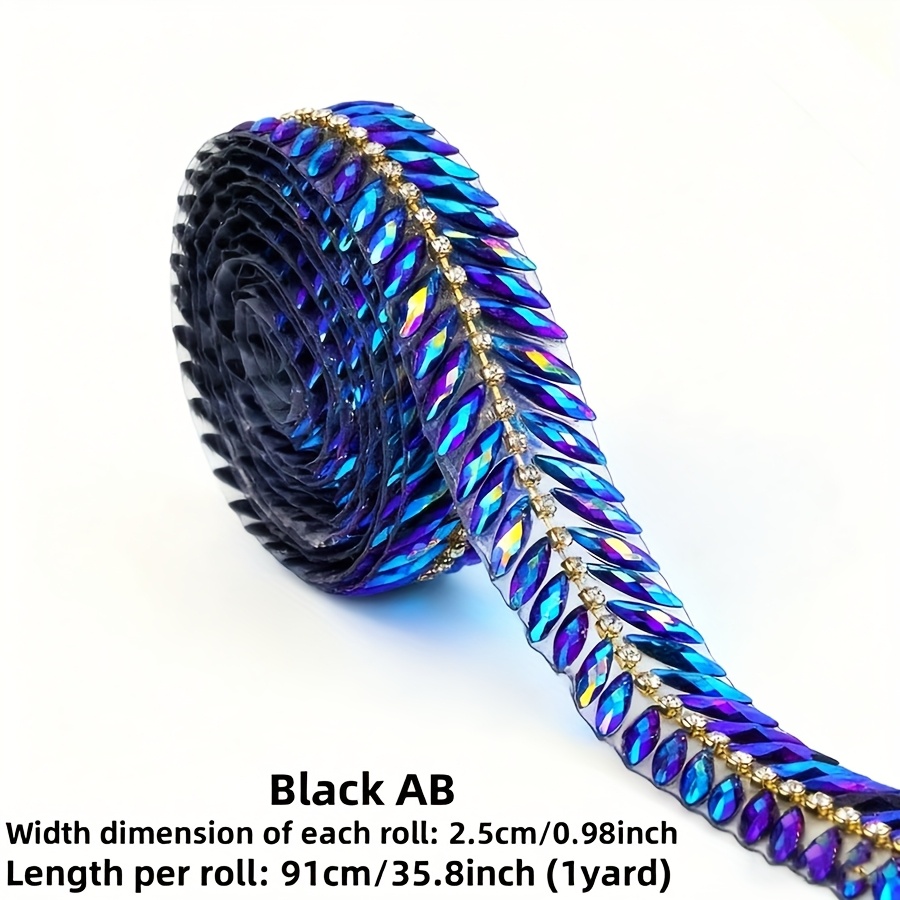 TEMU Pferdeaugen-Resin-Strass-Dekorationskette, 1 Stück 1-Yard Packung, DIY Brautkleid-Zubehör, Heißkleber-Bastelmaterial, Bekleidungsdesign-Zubehör,