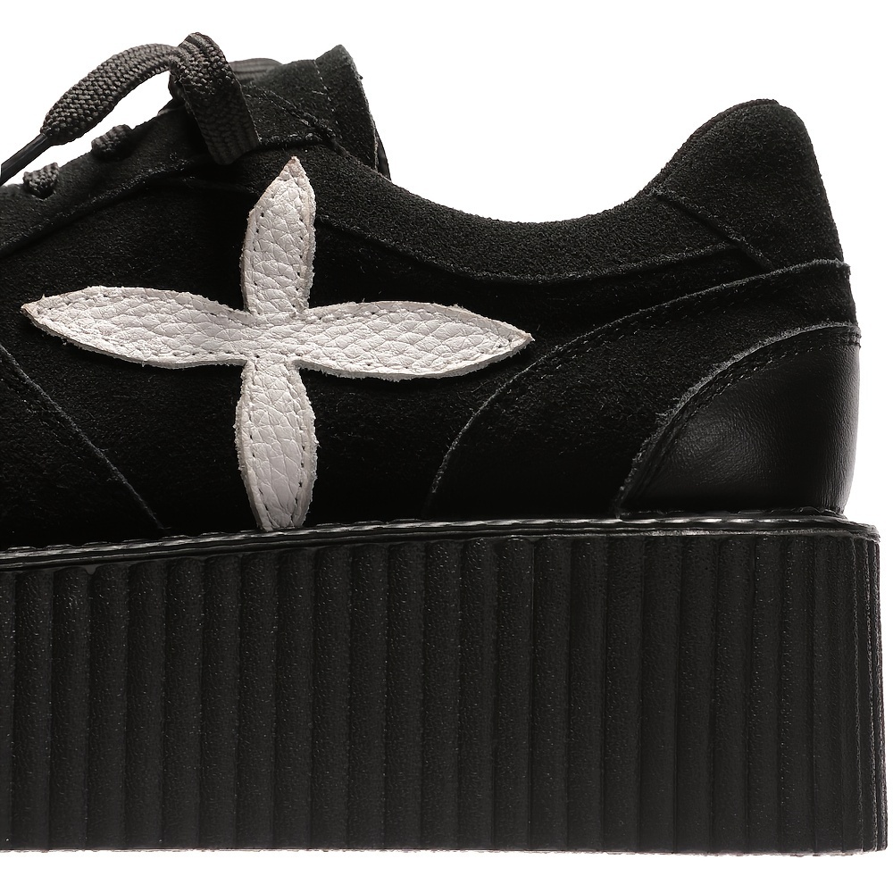 14th & Union Black Suede Platform Lace Up Oxford Creeper Shoes Chunky 8M Black Creeper Lace Up Platform Shoes | Minga London – Minga  main image 3