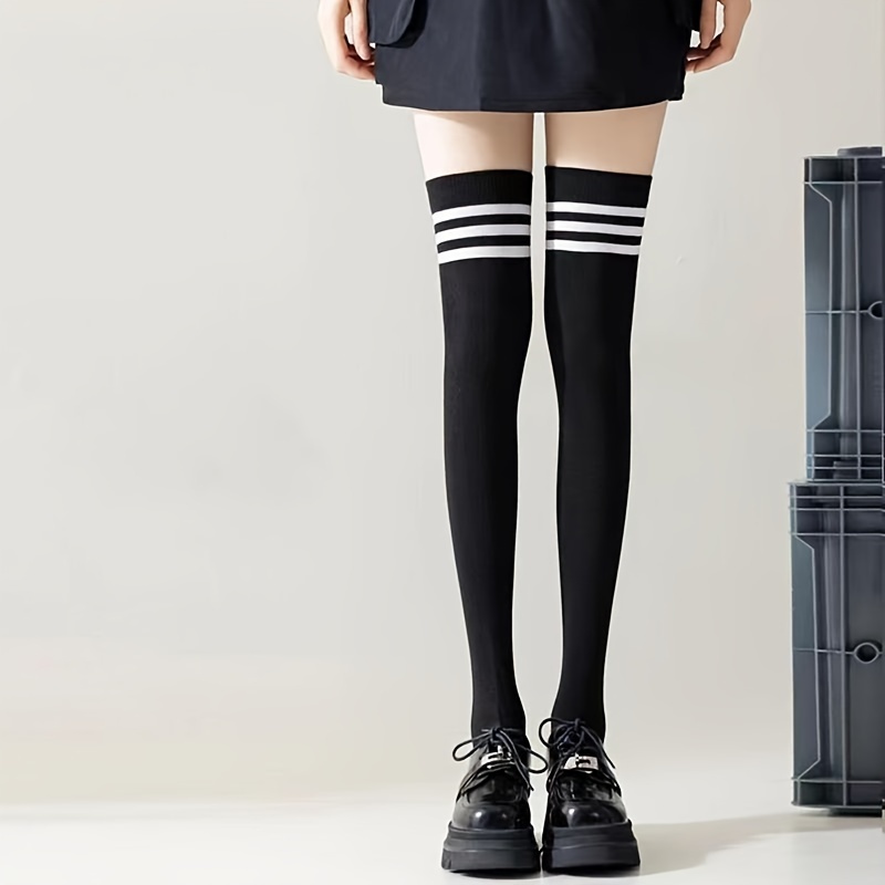 

1 Pair/ And Other Specifications Japanese College Style Striped Stockings Stripes Over The Knee High Socks