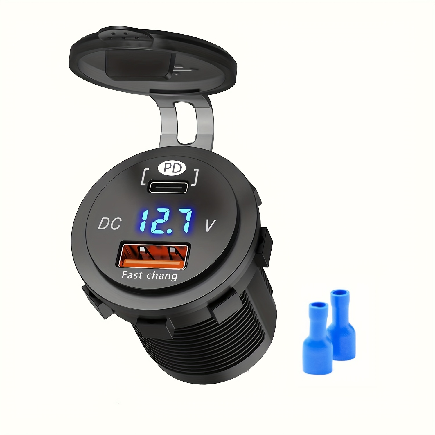 usb 3 0 fast car charger type c port led digital voltmeter