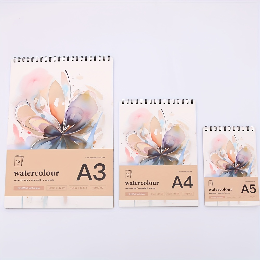 

15 Sheet Watercolour A3/a4/a5 Sketchbook - 180g Paper For Artistic Expression