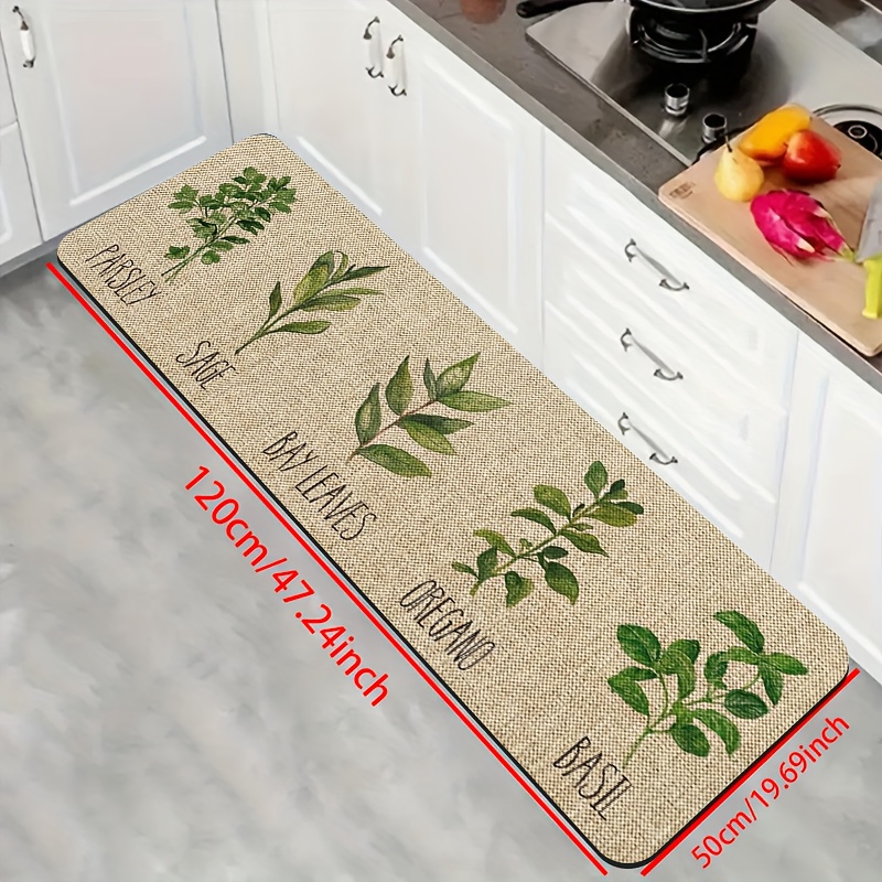 TEMU Alfombra de Diatomita de Calidad con Ilustración de Plantas Herbales Pintadas a , Alfombra para Cocina, Felpudo de Bienvenida, Diseño