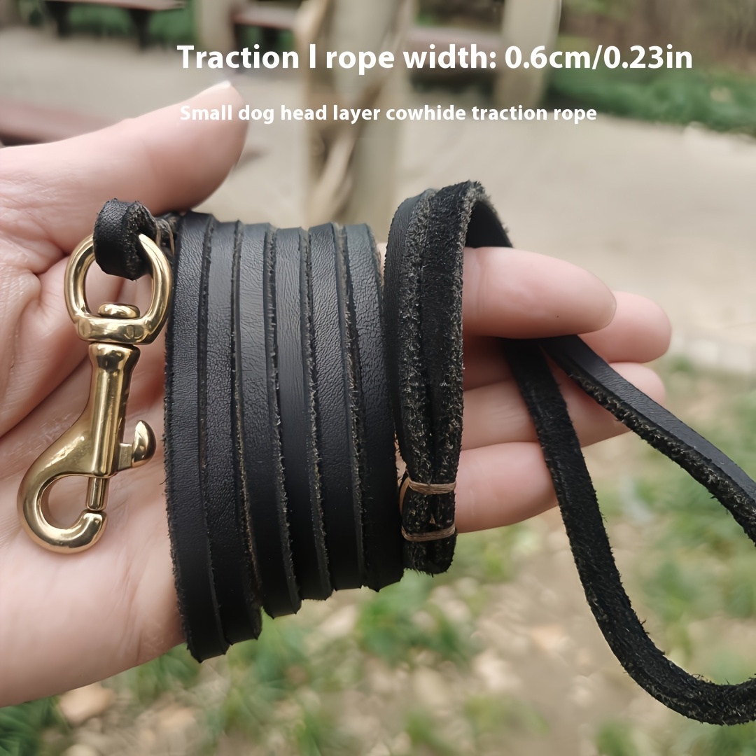160cm Extra- Small Dog Cowhide Leash Elegant Lightweight Cowhide Pet Rope Leather Full Grain Leather Dog Leash Leash, Without Battery
