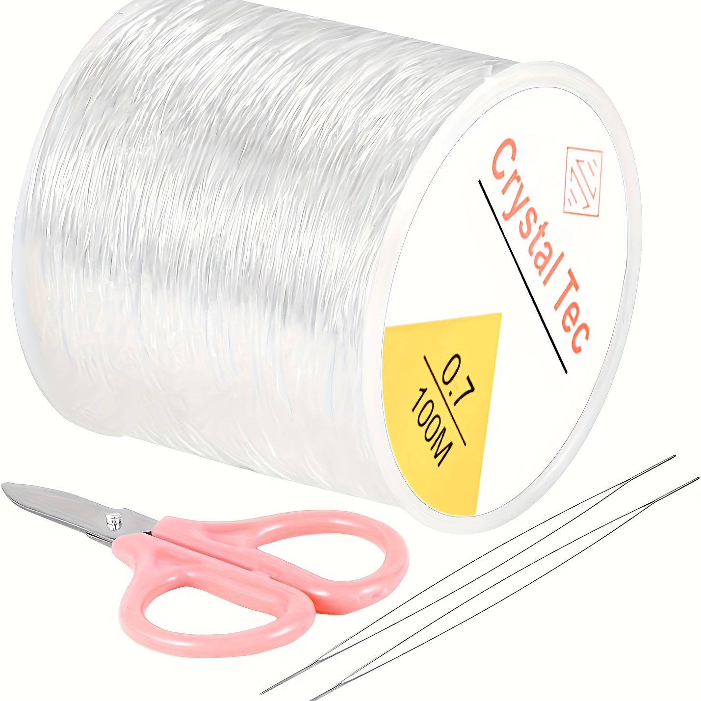 Image of Elastic Cord Elastic Bracelet Cord With 2 Beading Needles And 1 Pair Of Scissors For Beading And Jewelry Making Gifts, No Glue