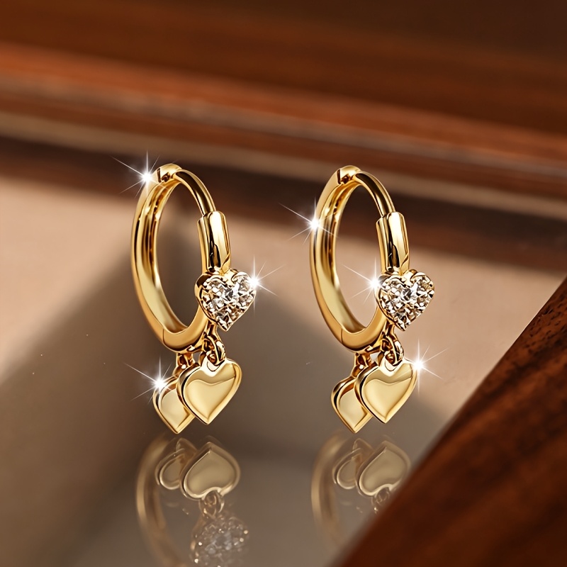 E-shop Luxuriöse Goldene Herz-Ohrringe, Kleine Exquisite Elegante Clip-Ohrringe für Frauen, Trendiges Herz-Design, Ideales Geschenk für Freunde,