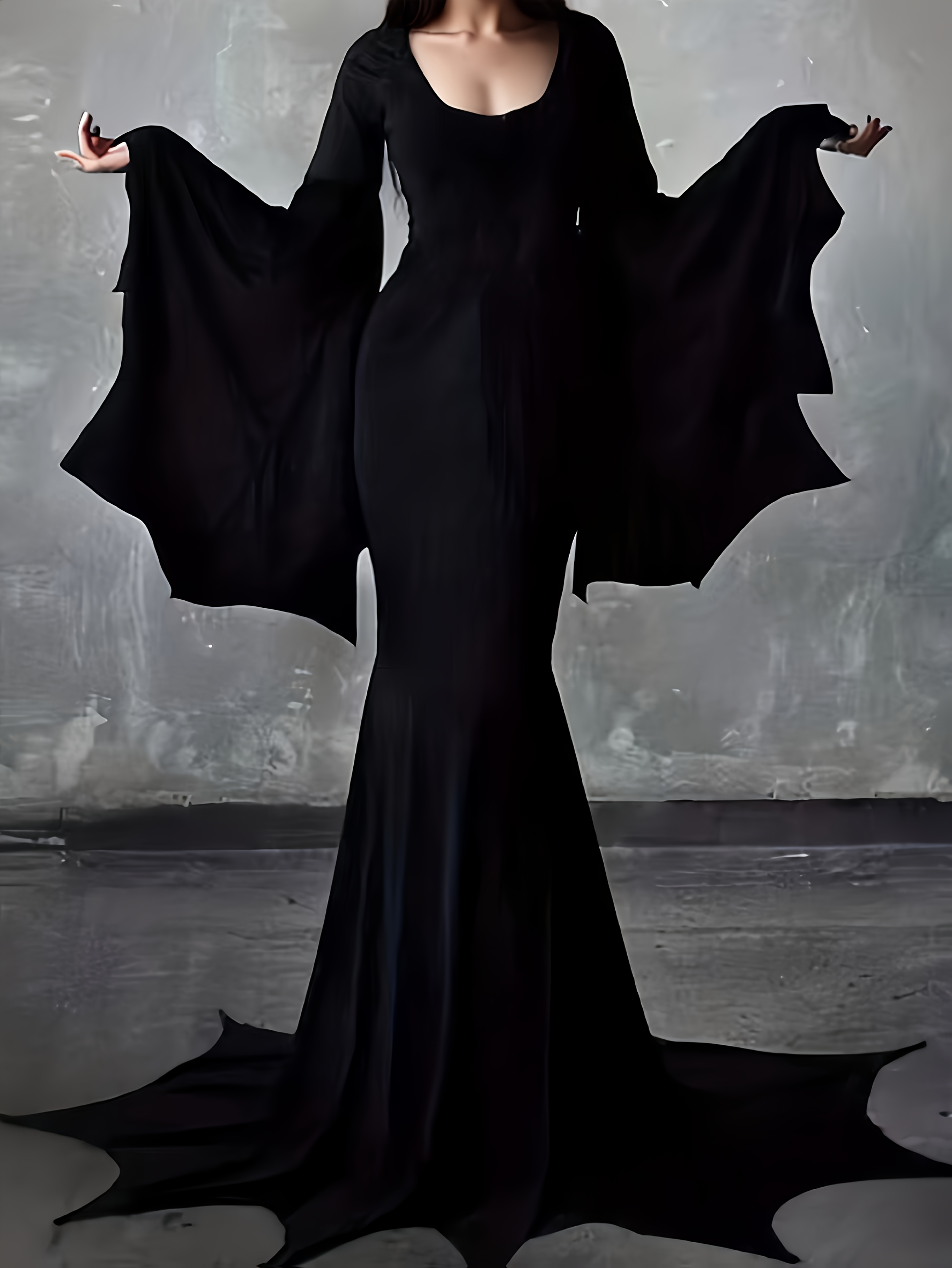 gothic shoulder mermaid dress halloween batwing sleeves long - Temu  Mauritius