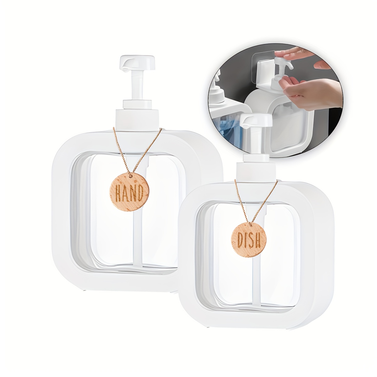 TEMU 2 frascos transparentes de para baño, gel de ducha, jabón de , viaje, frascos de plástico a presión, loción , contenedores vacíos con etiquetas