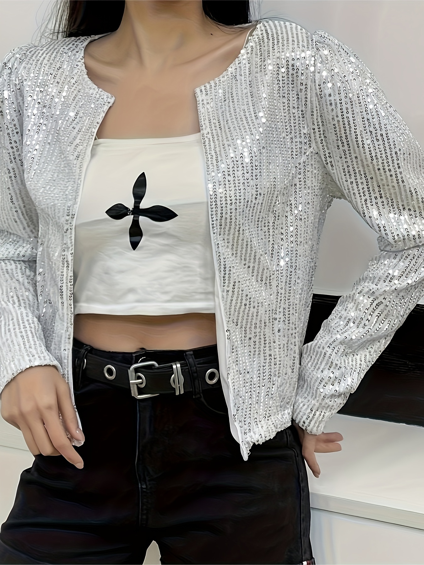 Silver cropped hot sale jacket womens