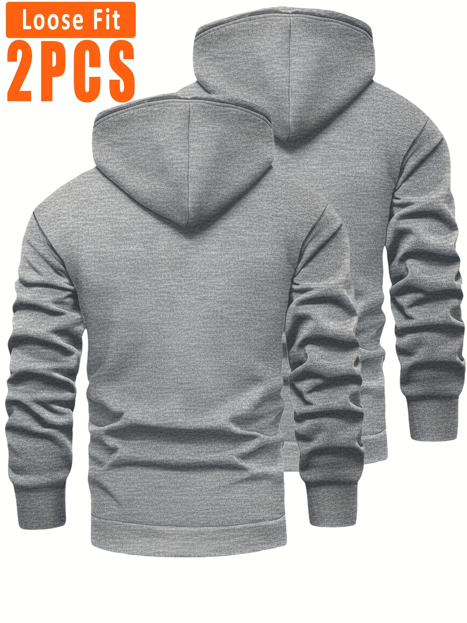 2 stuks Heren Fleece-gevoerde Hoodies - Dikke Winter Pullovers met Kangaroo Zak