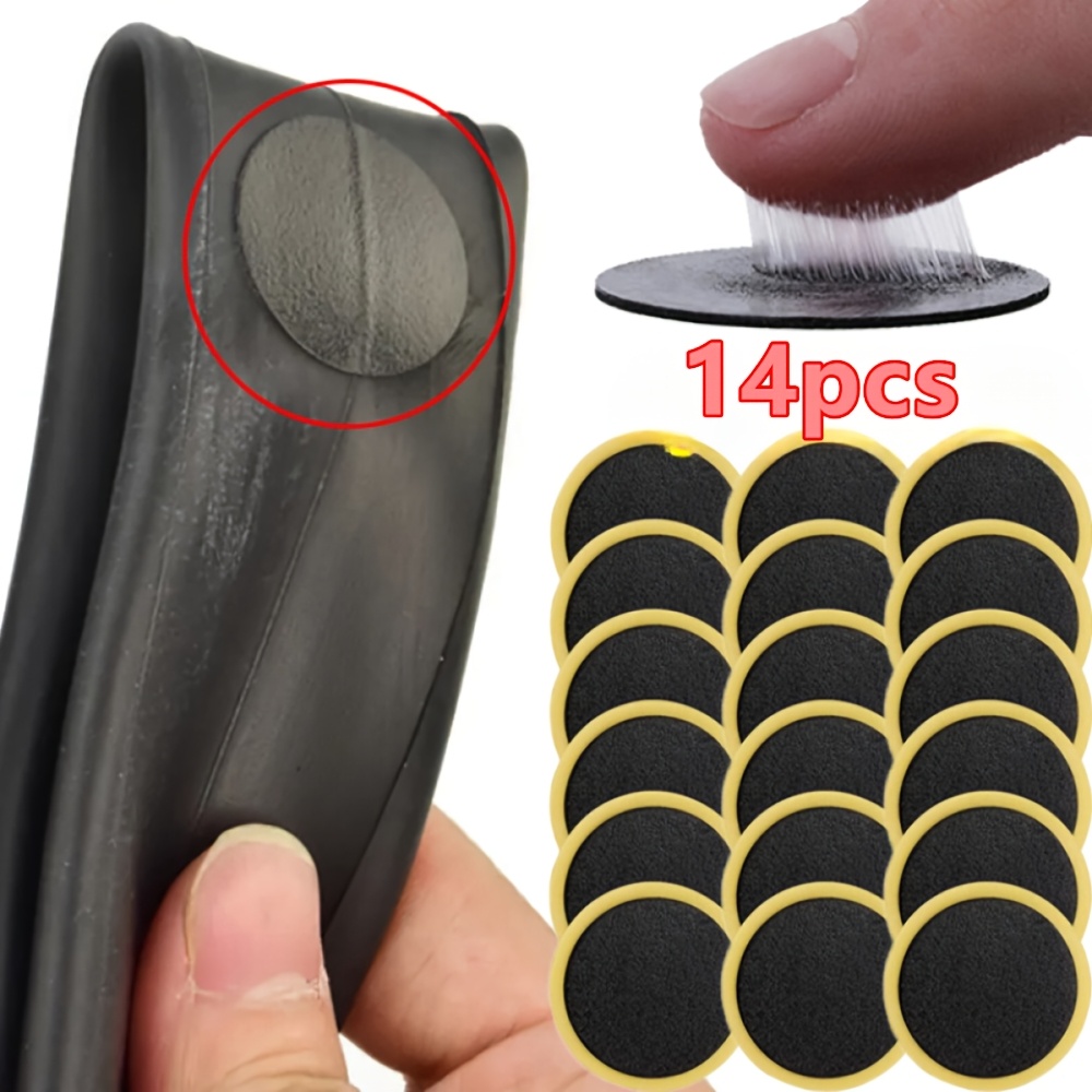 TEMU 7/14pcs Bicycle Tire Patches, Self-adhesive Repair Kit. Suitable For Road Bikes, Mountain Bikes, Folding Bikes, And 's Tires. No Glue Needed,