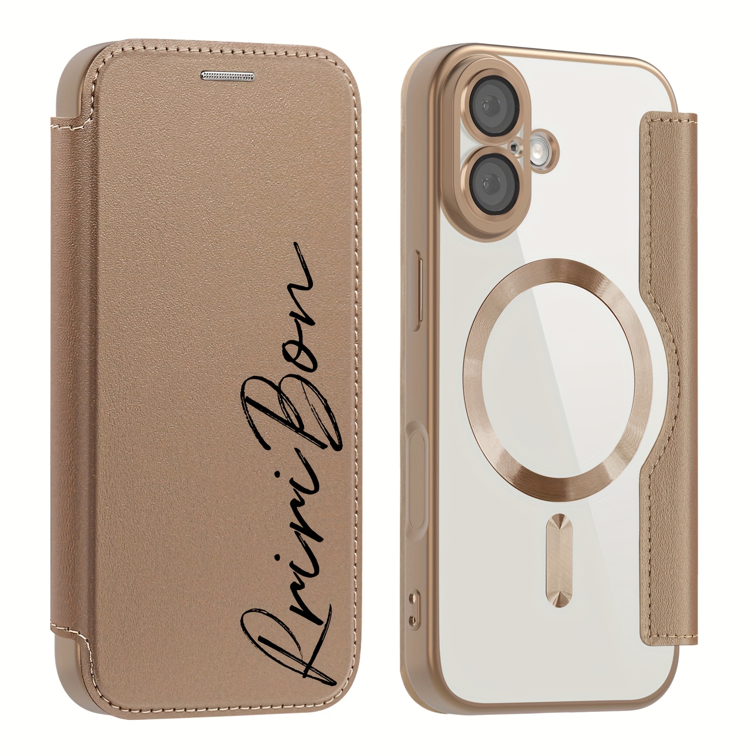 TEMU Phone Case - Customized Name Faux Leather Texture Flip Phone Case, Suitable For Iphone 16 Pro Max 14 15 Pro Max 13 Pro 12 11 Pro Max