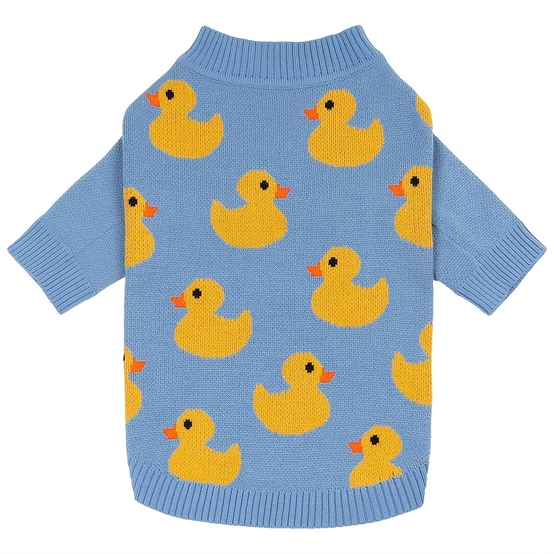 TEMU 1pc Pet Knit Sweater Autumn And Winter Cozy Knitwear Cute Sheep Duck Strawberry Flower Embroider Clothes Pets Outdoor Costume