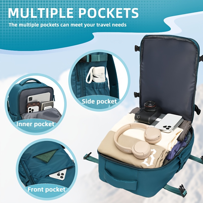 Maleta de viaje con mochila de compresión al vacío mejorada y bomba de aire, bolso de viaje de gran capacidad aprobado para avión 40x25x20 cm, mochila multifuncional de doble hombro, incluye funda de compresión al vacío con bomba, herramienta de almacenamiento que ahorra 50% de espacio, juego de bolsas de vacío con capacidad expandida, ideal para viajes familiares