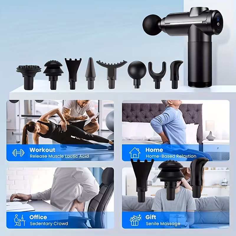 8 head portable massage gun and elegant design suitable for full body back neck leg and waist massage rechargeable lithium battery 1200mah massage gun additions fathers day gift Product details 7