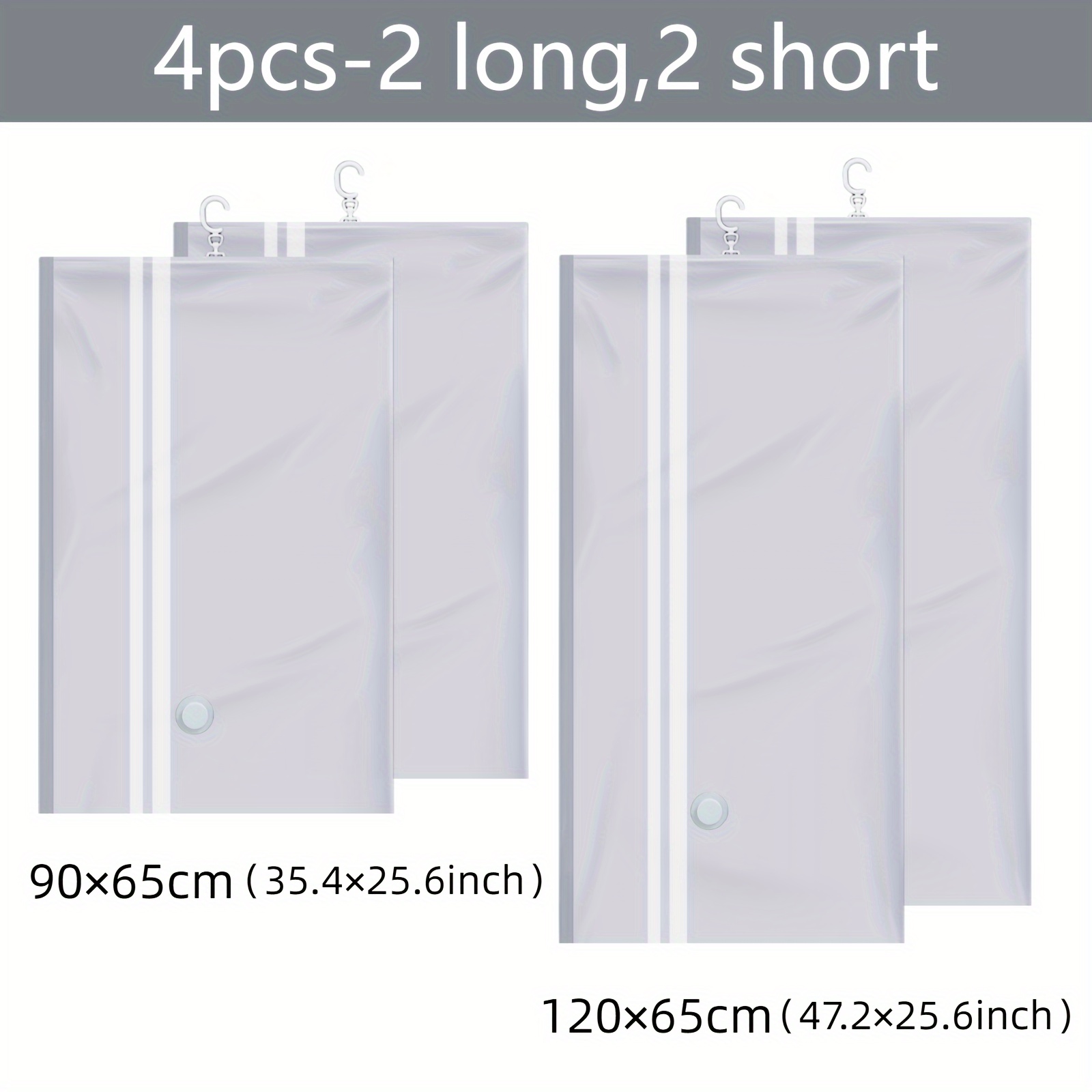 TEMU 1/4pcs Pack Hanging Vacuum Storage Bags, Vacuum Seal Pockets For Clothes, Suits And Jackets, Clothing Compression Storage Bags