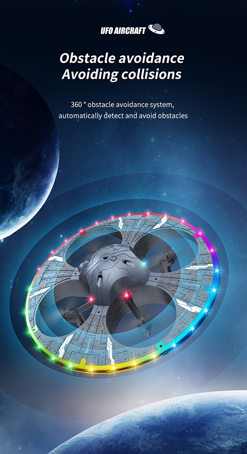 ufo   with two batteries   aerial photography intelligent omnidirectional obstacle avoidance stable   flight 360 degree rolling colored lights and foam four   Product details 5